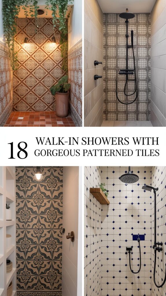 18 Stunning Walk-In Shower Ideas Featuring Patterned Tiles