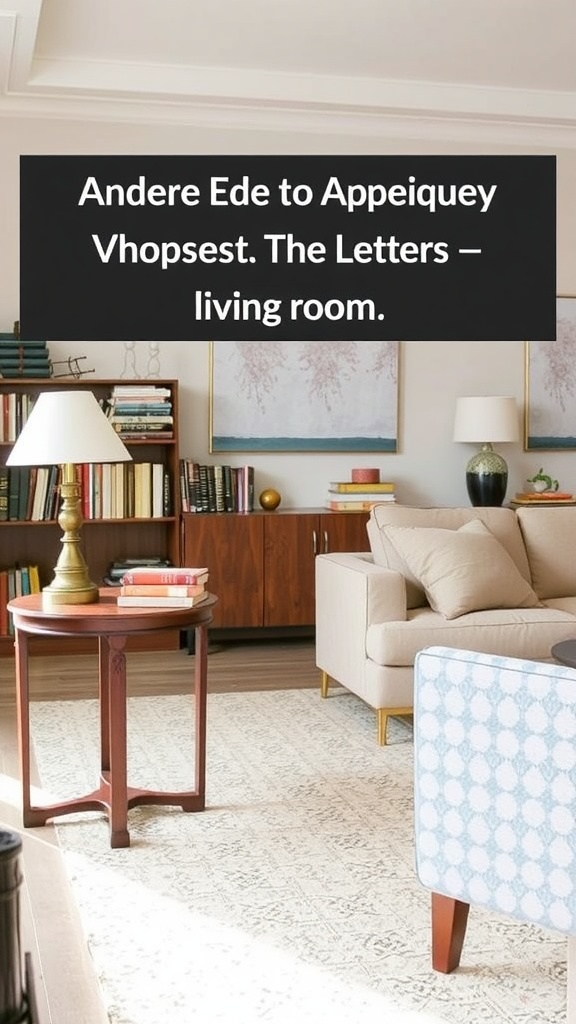 A cozy living room featuring a blend of vintage and modern decor elements.